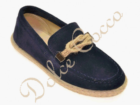 Zapato niño comunión o ceremonia serraje marino  nudo beige